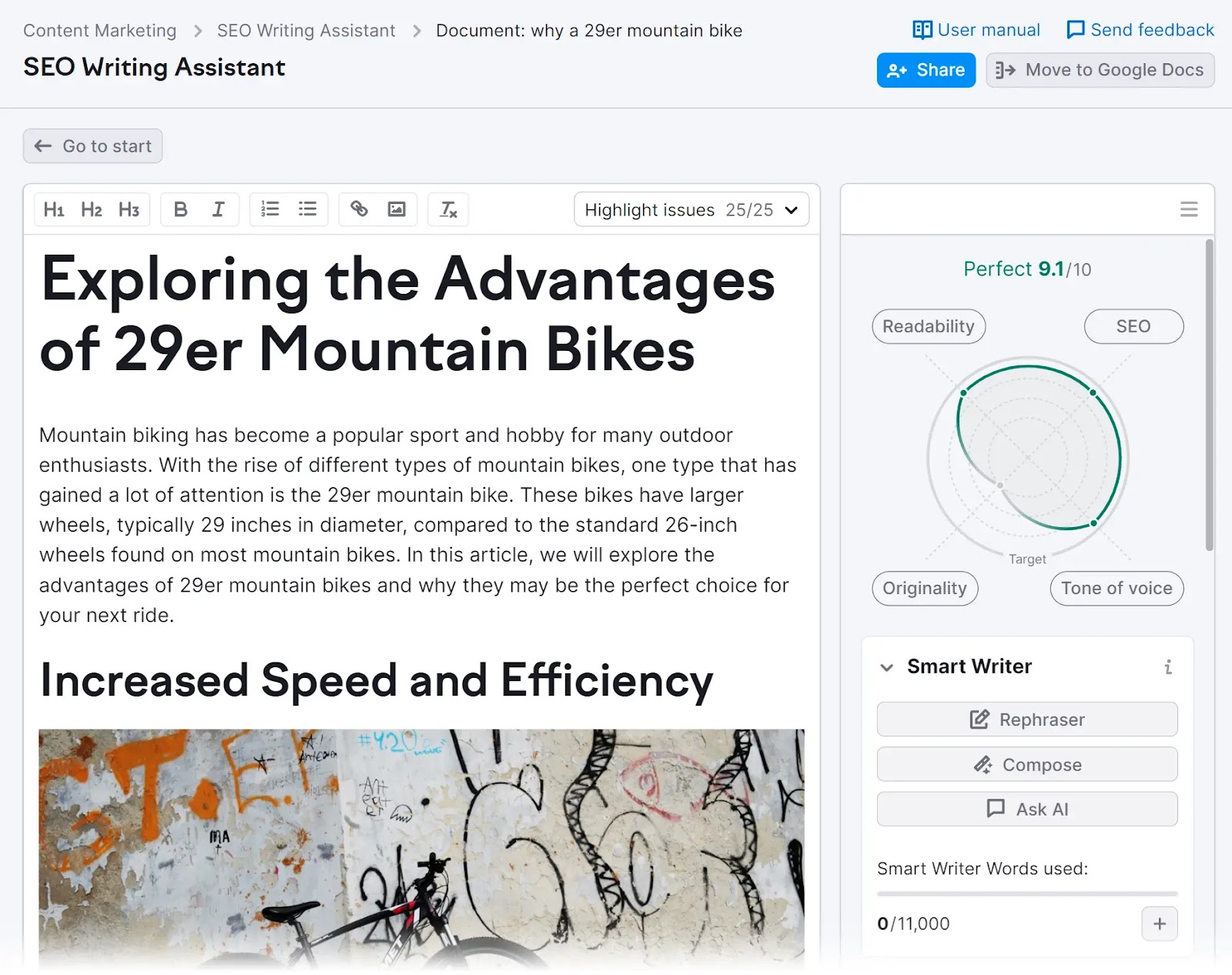 Semrush's SEO Writing Assistant tool