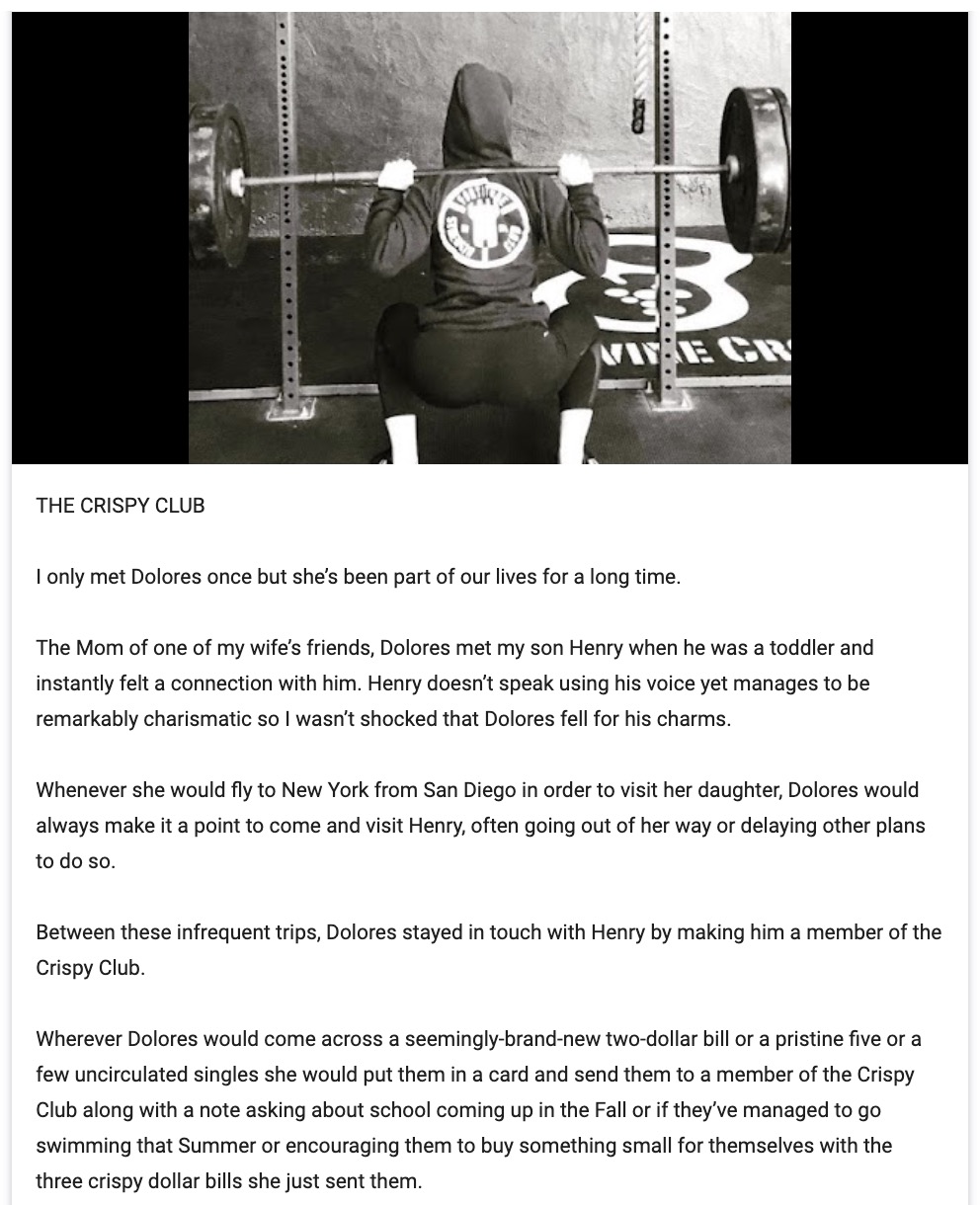 Google Business Profile post by a fitness brand, The Fort NYC, using personal stories to build an emotional connection with their customers.