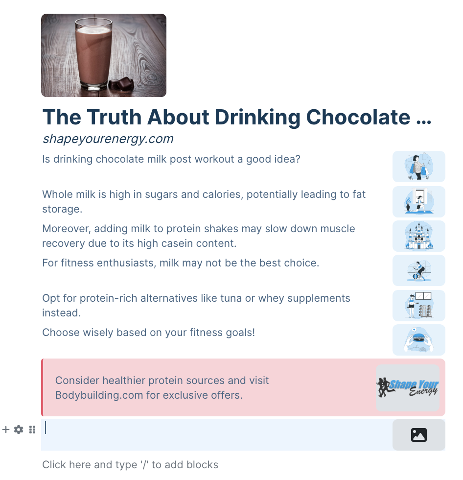 An audio script overview in Instant Video Creator app