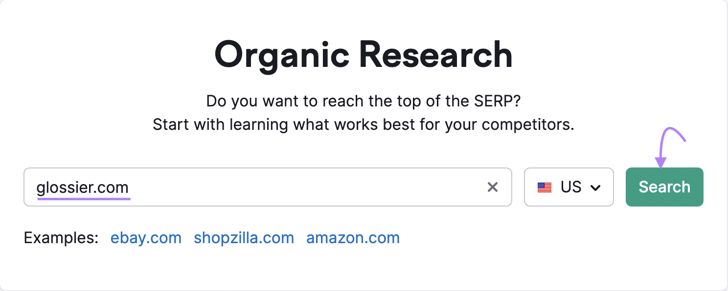 Organic Rankings tool