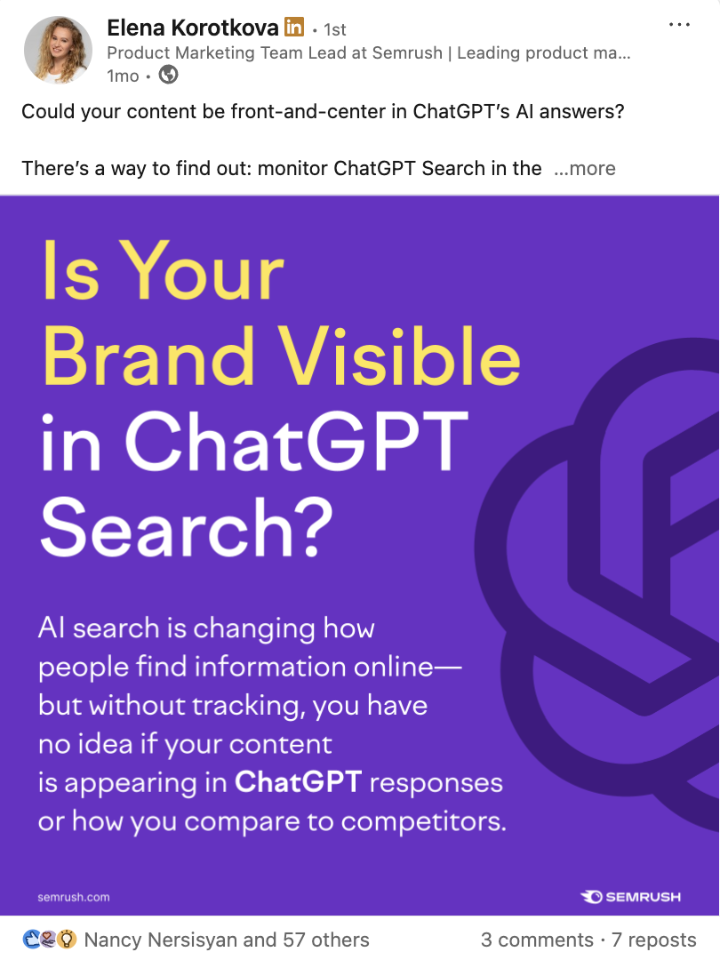 Semrush employees publishing thought leadership content