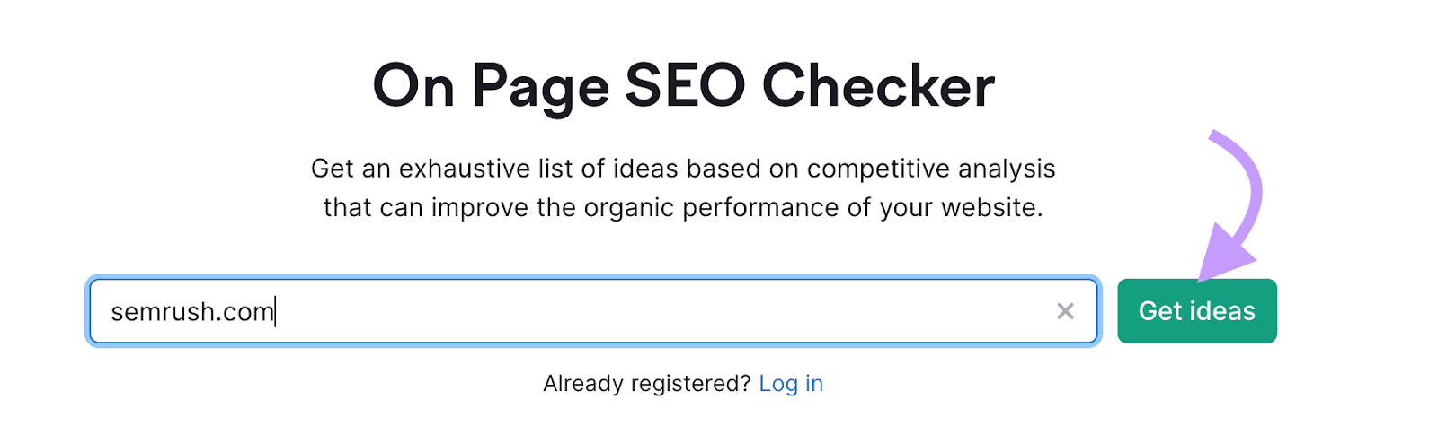 "sr03.balochseotools.com" domain entered into the On Page SEO Checker search bar