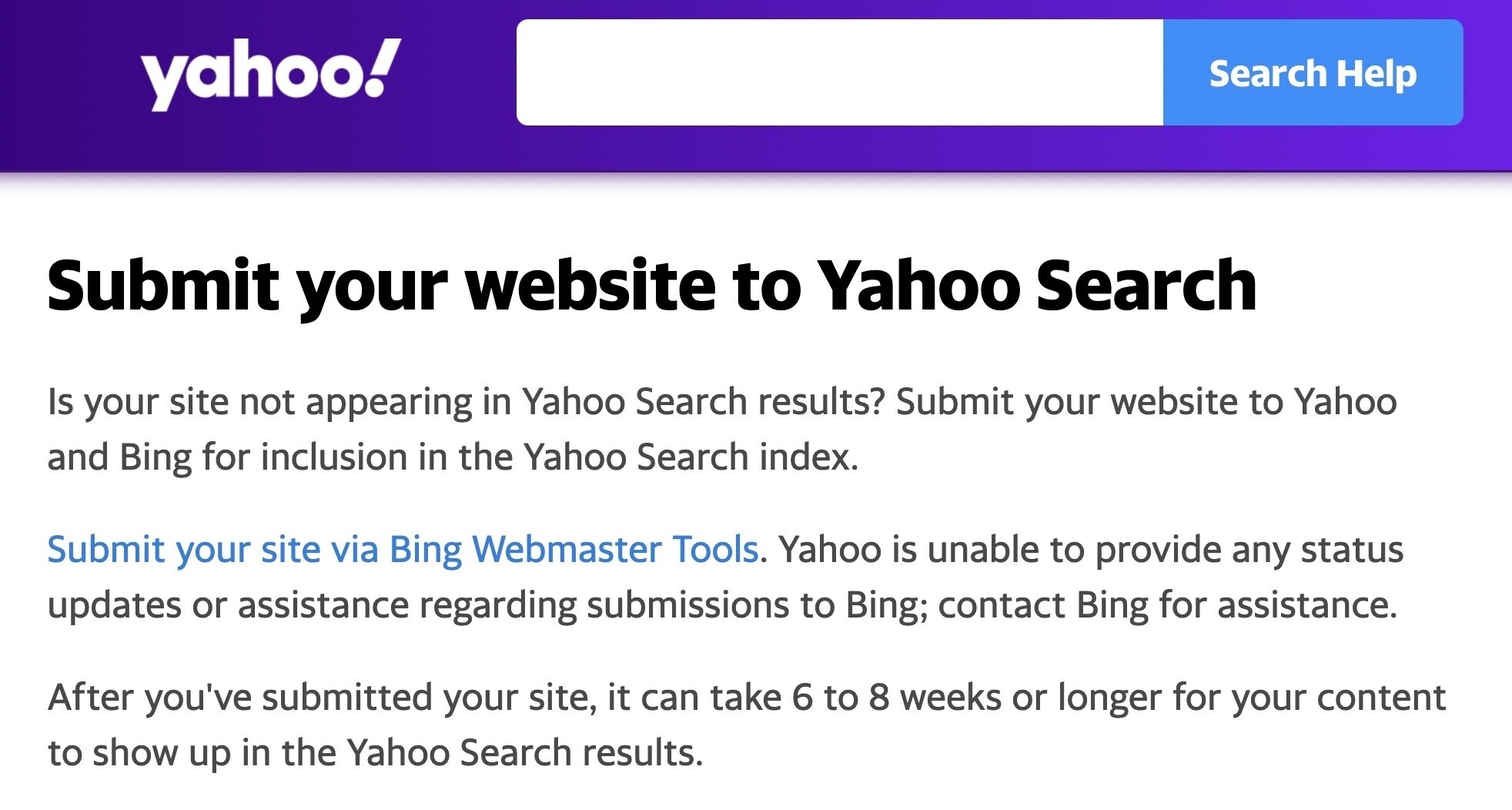enviar sitemap no yahoo