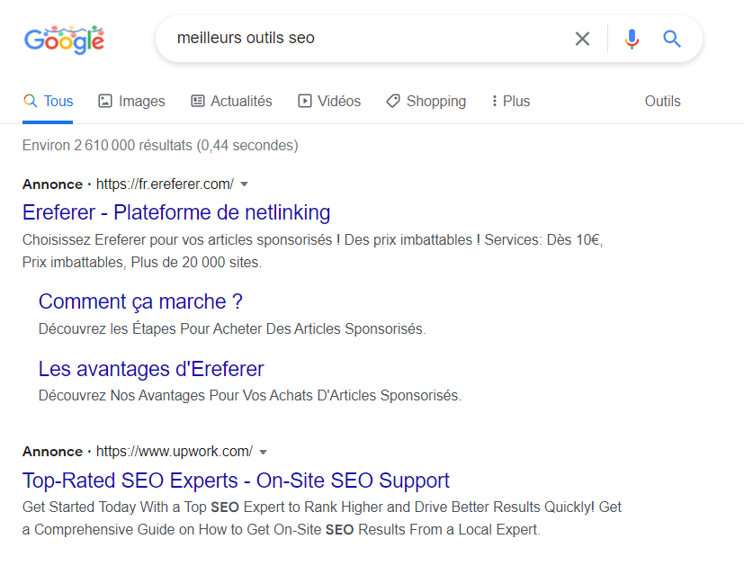 Google annonces CTA