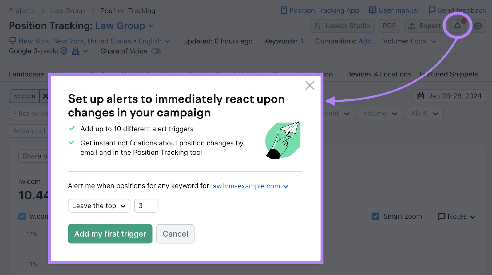 Configura alertas para ver inmediatamente los cambios en tu clasificación
