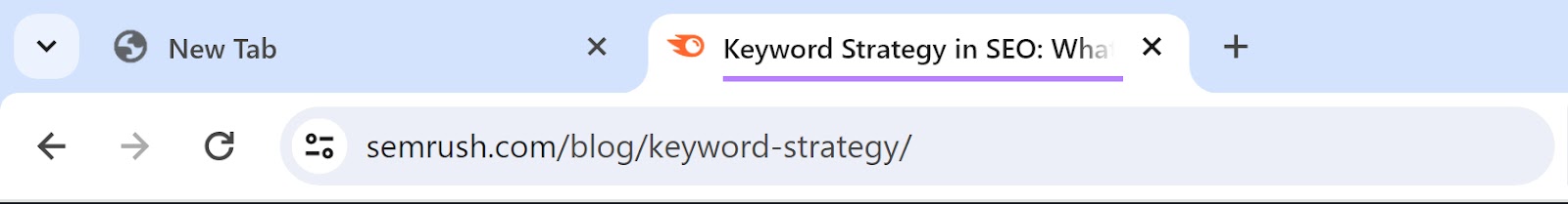 Title tag of a Semrush article in the tab area of Google Chrome.