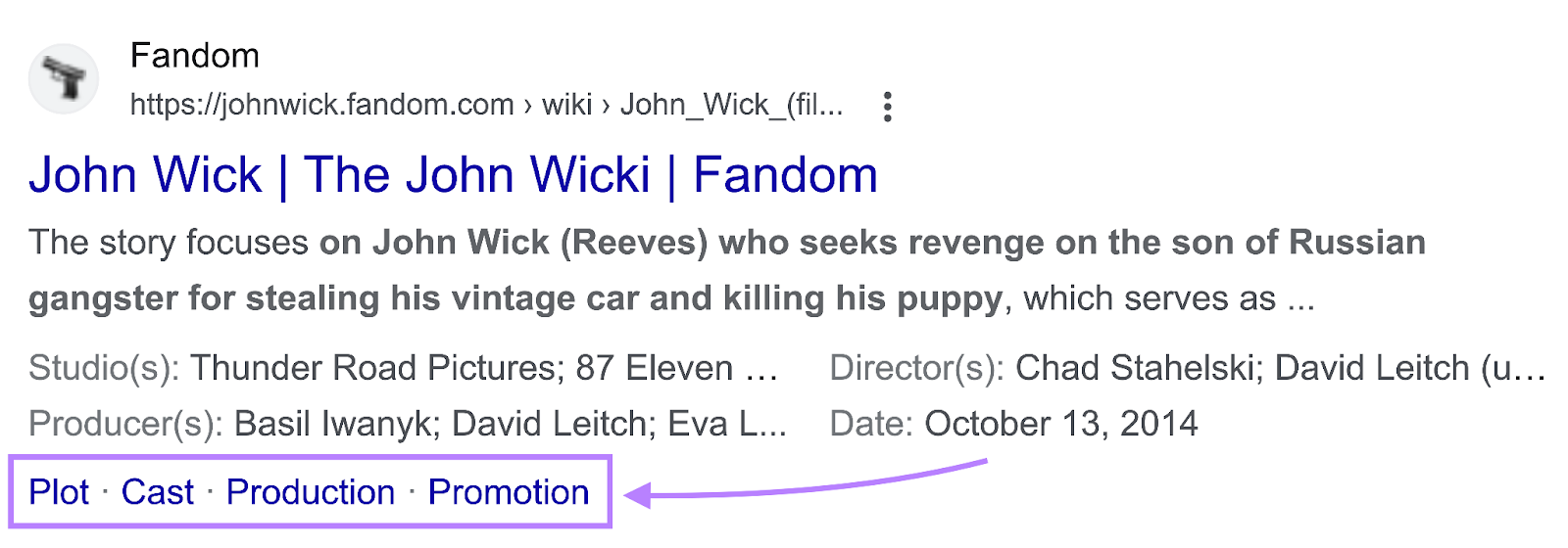 Page’s search snippet example