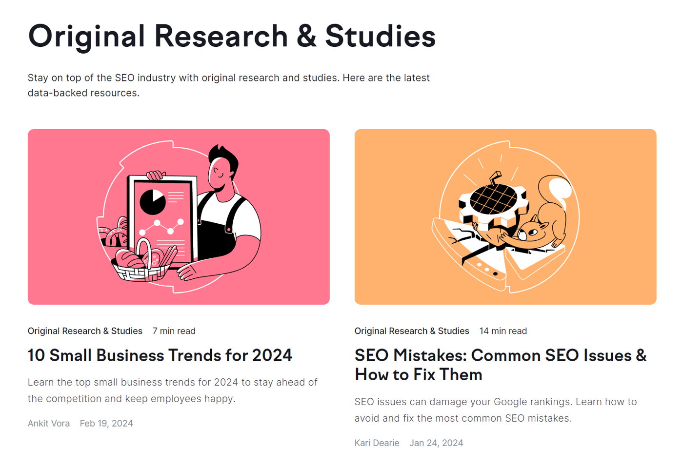 Semrush's Original Research & Studies landing page