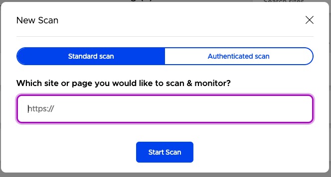 Enter the site or page would you like to scan.