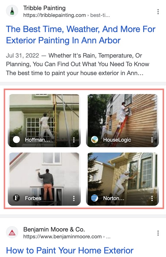 What Images SERP feature looks like on a mobile SERP