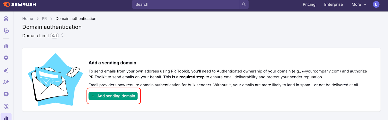 Adding and authenticating your sending domain image 1